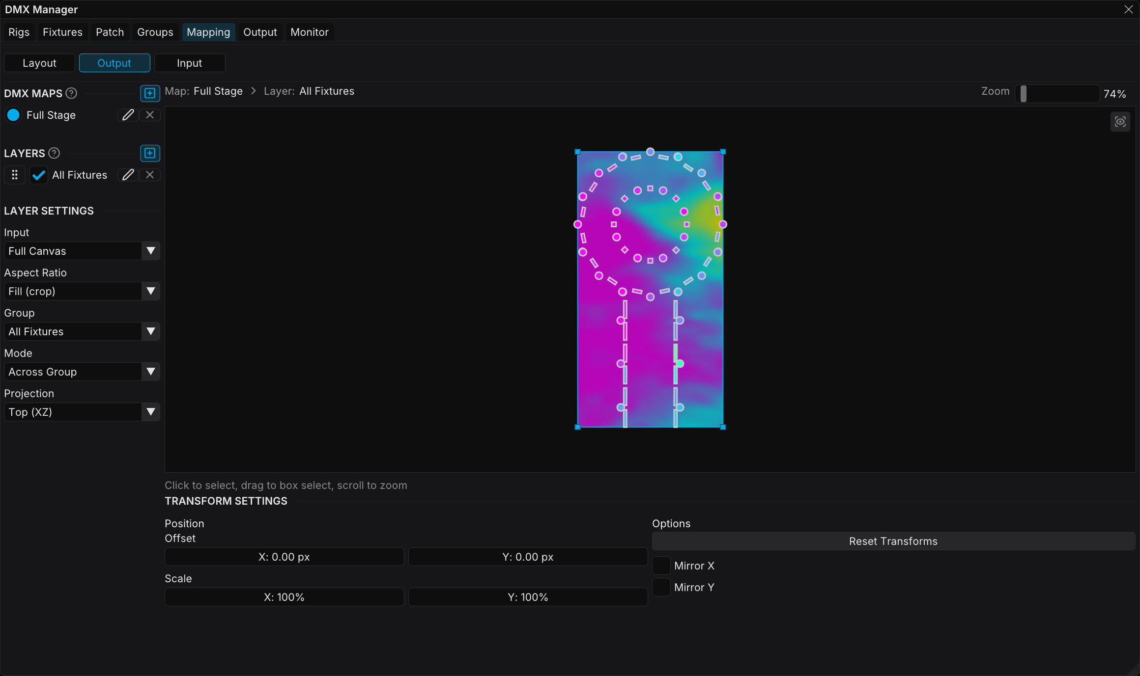 DMX Manager window