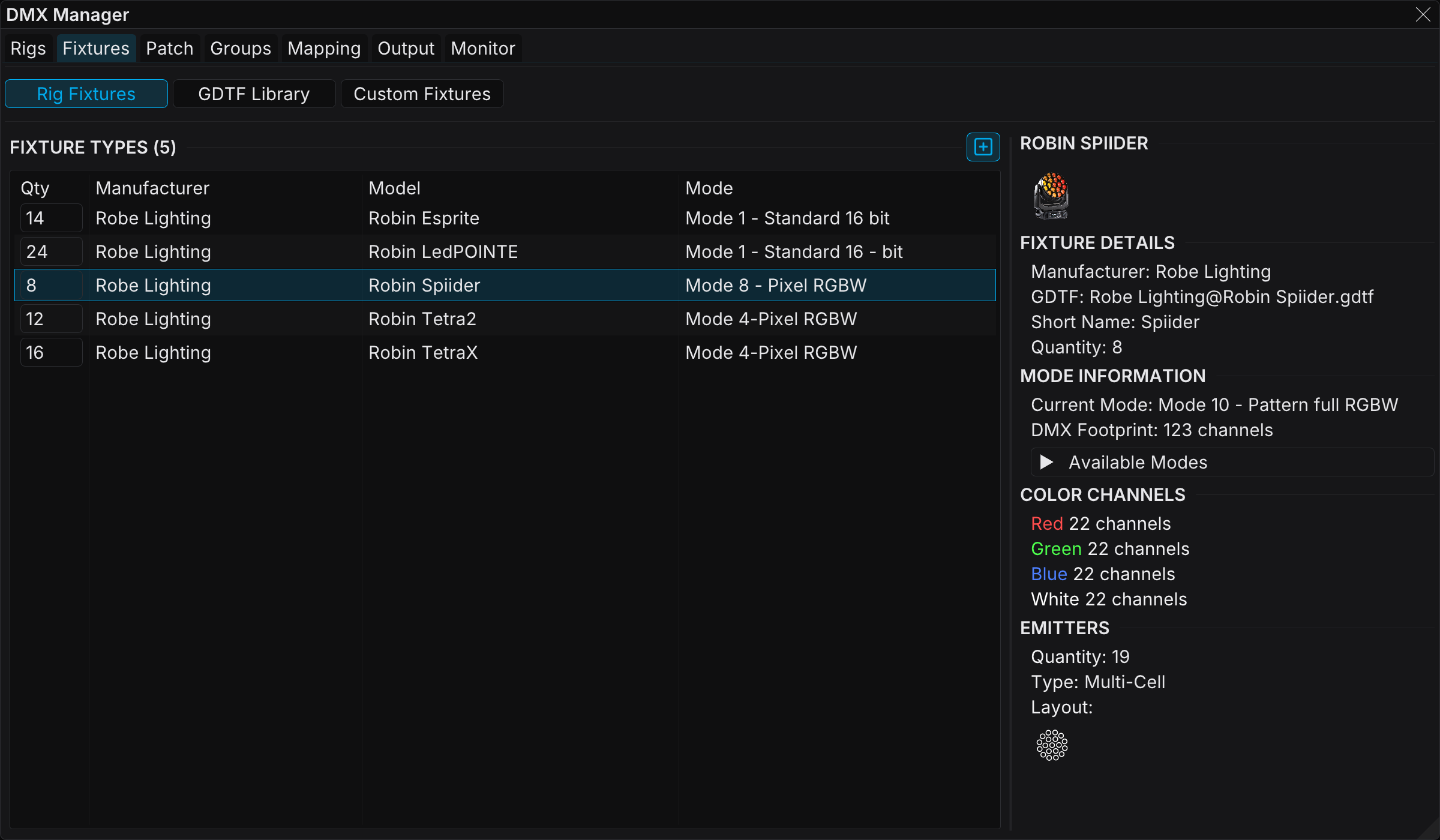 Rig Fixtures view
