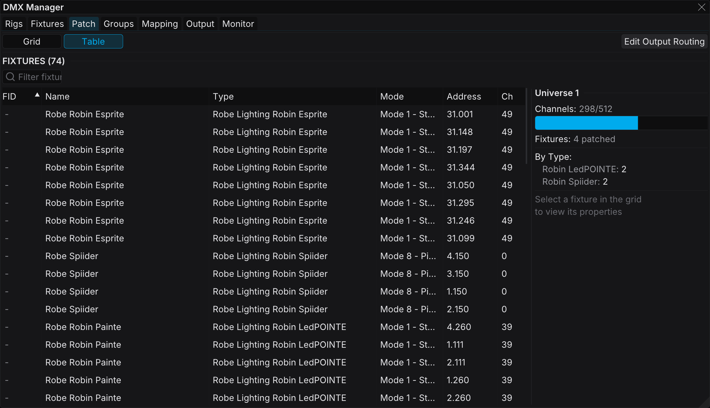 Patch Table view