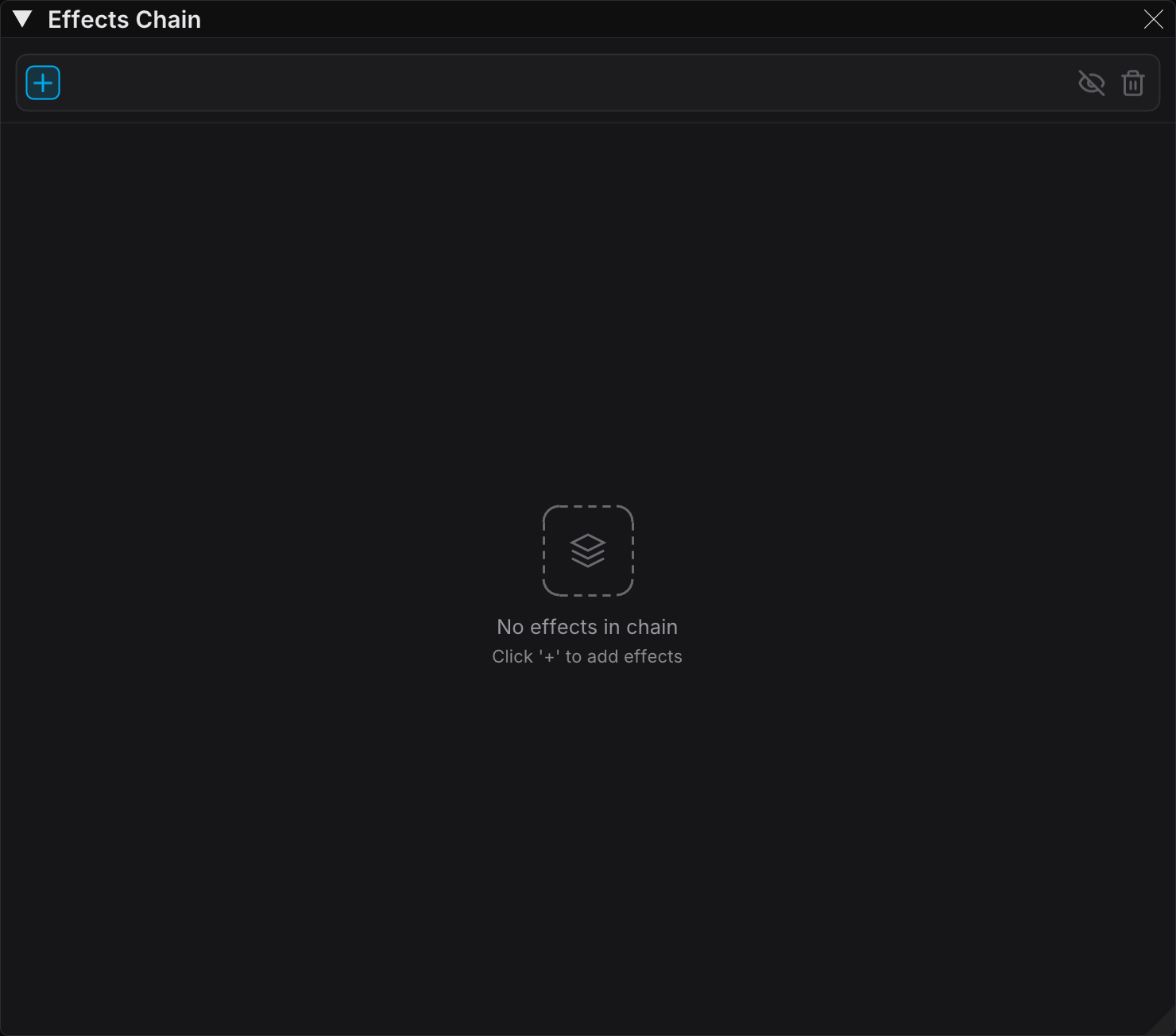 The Effects Chain panel with an empty chain