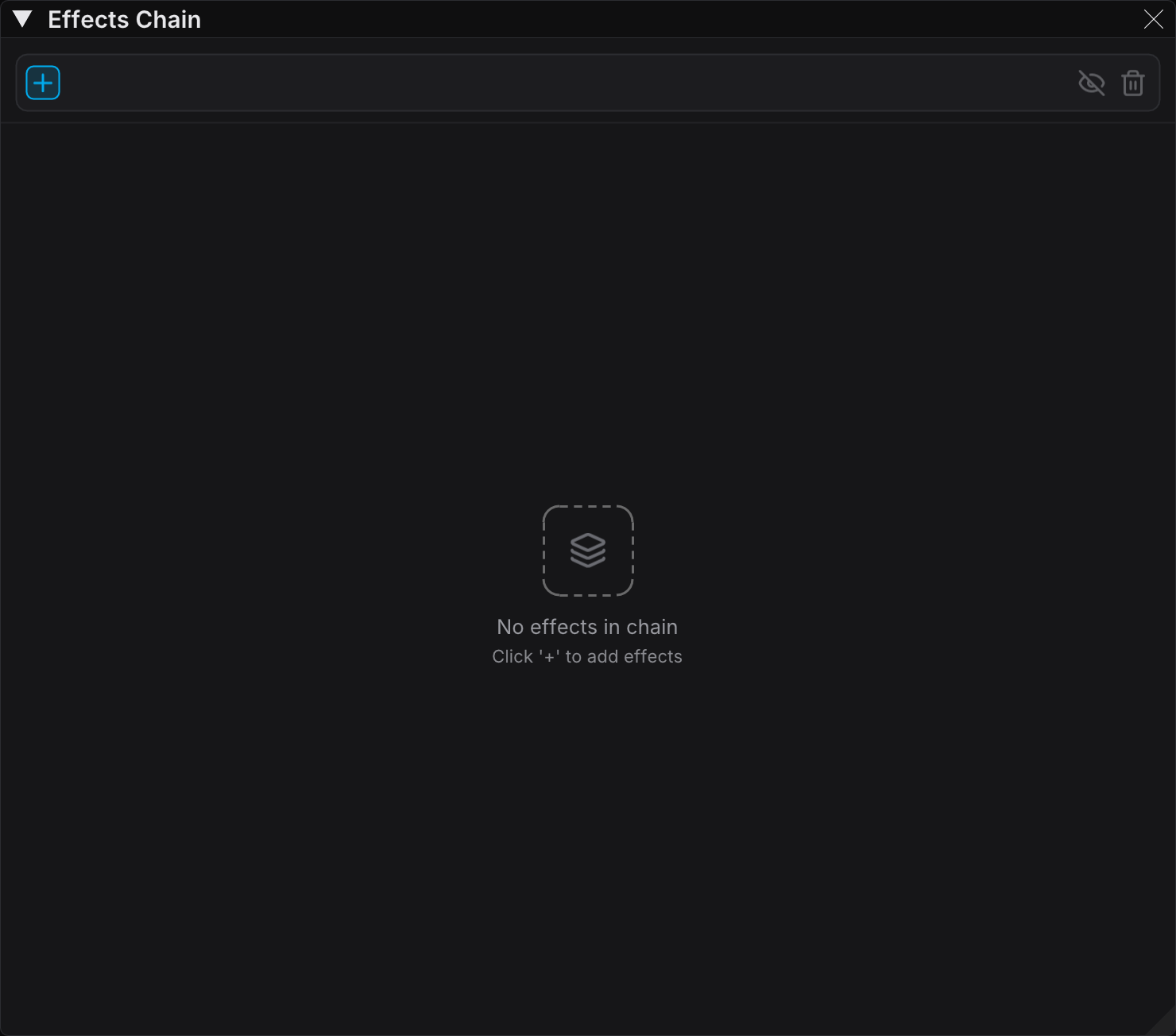 The Effects Chain panel with an empty chain