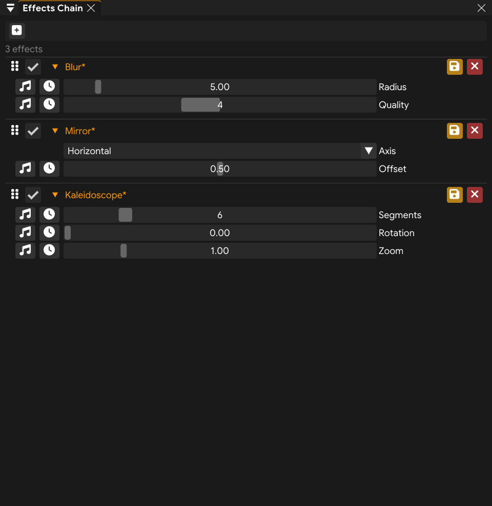 Effects Chain panel with effects