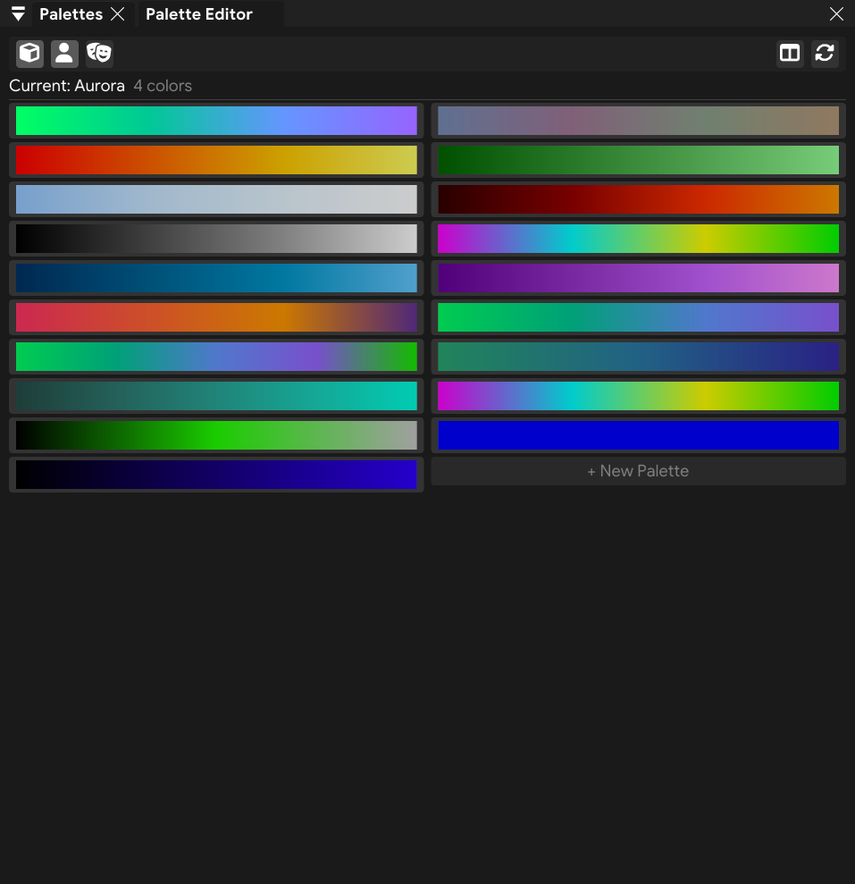 Palettes panel