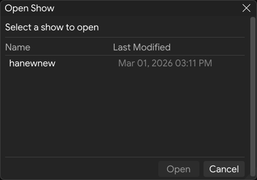 Open Show dialog